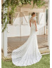 Cap Sleeves Ivory Lace Stunning Mermaid Wedding Dress